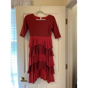 DAINTY JEWELLS - Girl's Modest Lace Tiered Ruffle Fall Thanksgiving Dress XL